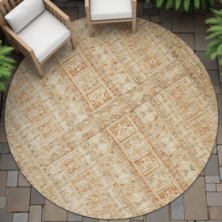 Piper Looms Chantille Stripes ACN2173 Paprika Machine Washable Area Rug Round Outdoor Lifestyle Image Feature