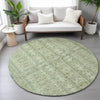 Piper Looms Chantille Stripes ACN2173 Sage Machine Washable Area Rug Round Lifestyle Image Feature