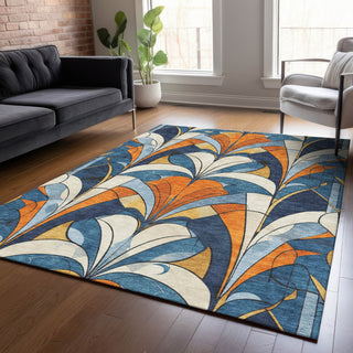 Piper Looms Chantille Modern ACN2174 Blue Machine Washable Area Rug Lifestyle Image Feature