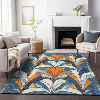 Piper Looms Chantille Modern ACN2174 Blue Machine Washable Area Rug Lifestyle Image Feature