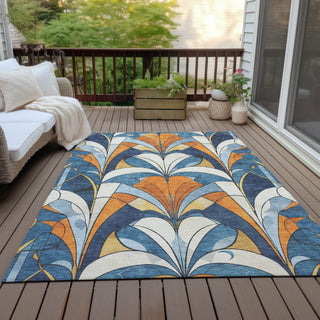 Piper Looms Chantille Modern ACN2174 Blue Machine Washable Area Rug Outdoor Lifestyle Image Feature