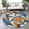 Piper Looms Chantille Modern ACN2174 Blue Machine Washable Area Rug Round Lifestyle Image Feature
