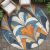Piper Looms Chantille Modern ACN2174 Blue Machine Washable Area Rug Round Outdoor Lifestyle Image Feature