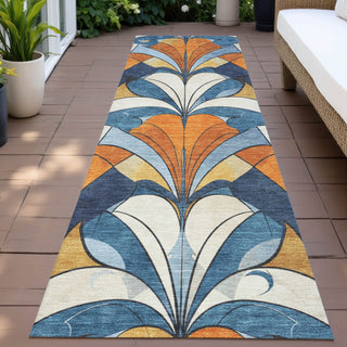 Piper Looms Chantille Modern ACN2174 Blue Machine Washable Area Rug Runner Outdoor Lifestyle Image Feature