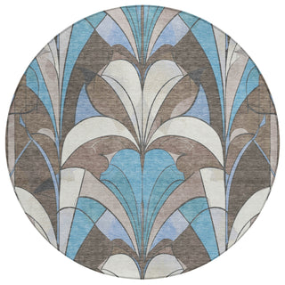 Piper Looms Chantille Modern ACN2174 Brown Machine Washable Area Rug Round Main Image