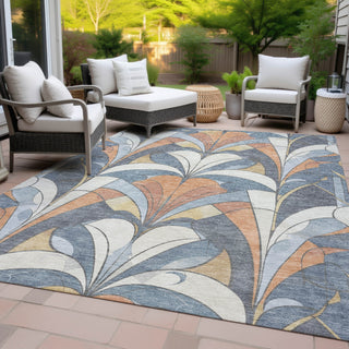 Piper Looms Chantille Modern ACN2174 Denim Machine Washable Area Rug Outdoor Lifestyle Image Feature