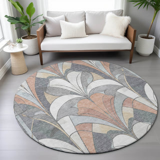 Piper Looms Chantille Modern ACN2174 Gray Machine Washable Area Rug Round Lifestyle Image Feature