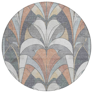 Piper Looms Chantille Modern ACN2174 Gray Machine Washable Area Rug Round Main Image