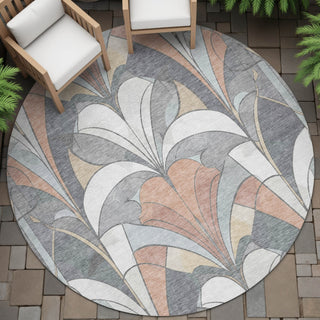 Piper Looms Chantille Modern ACN2174 Gray Machine Washable Area Rug Round Outdoor Lifestyle Image Feature