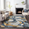 Piper Looms Chantille Geometric ACN2175 Blue Machine Washable Area Rug Lifestyle Image Feature