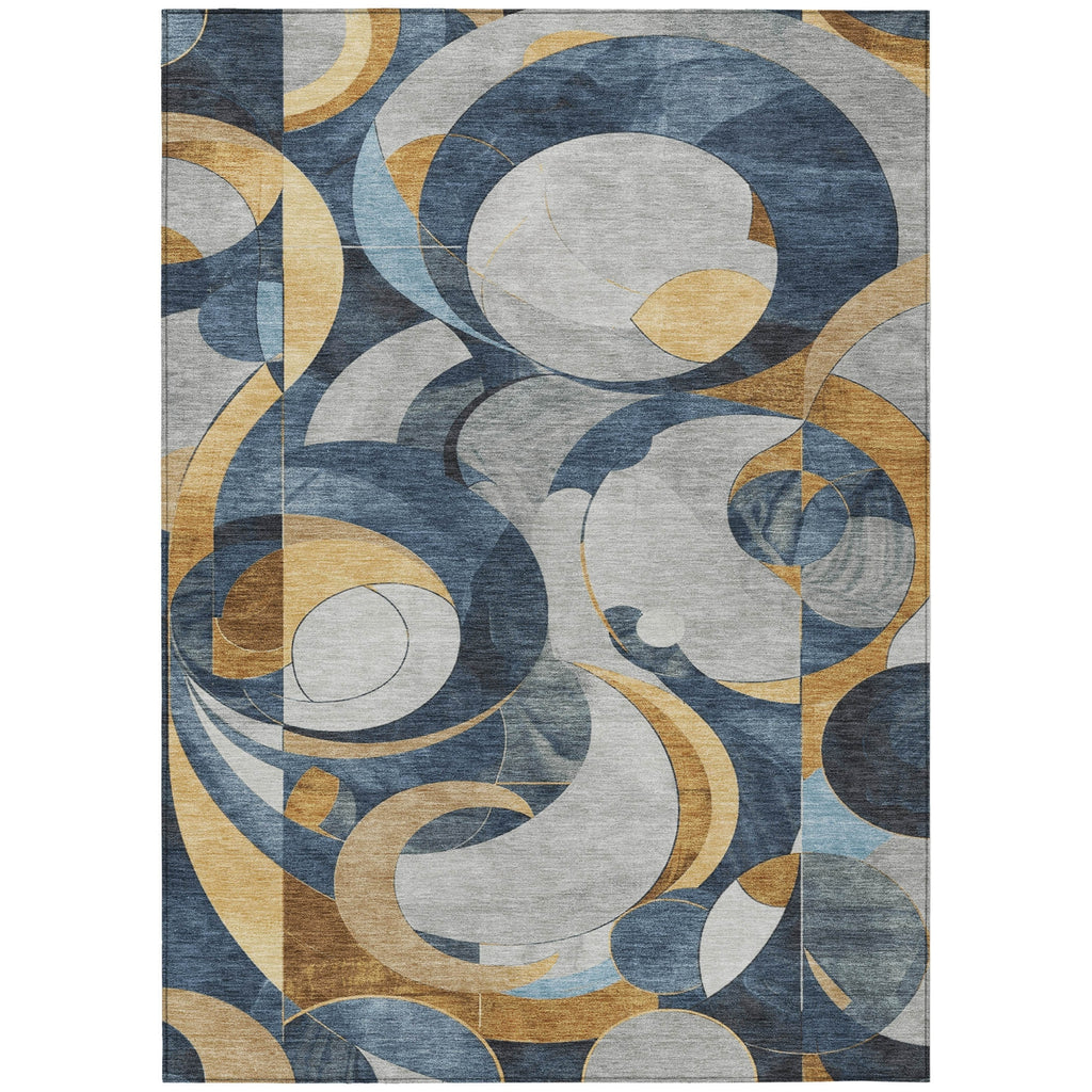 Piper Looms Chantille Geometric ACN2175 Blue Machine Washable Area Rug main image