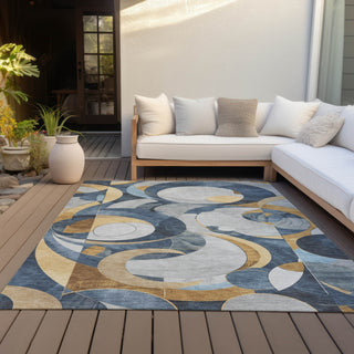 Piper Looms Chantille Geometric ACN2175 Blue Machine Washable Area Rug Outdoor Lifestyle Image Feature