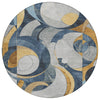 Piper Looms Chantille Geometric ACN2175 Blue Machine Washable Area Rug Round Main Image