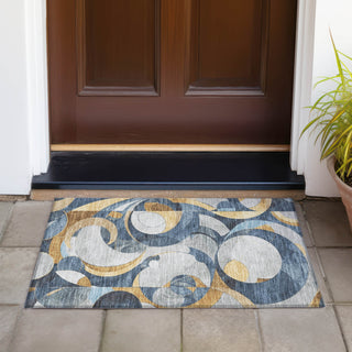 Piper Looms Chantille Geometric ACN2175 Blue Machine Washable Area Rug Scatter Outdoor Lifestyle Image Feature