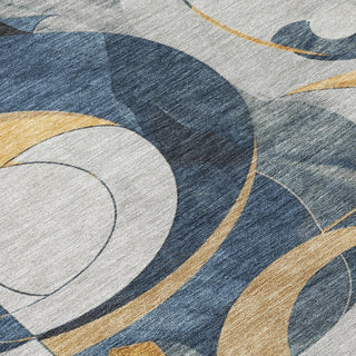 Piper Looms Chantille Geometric ACN2175 Blue Machine Washable Area Rug Swatch Image