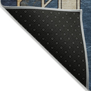 Piper Looms Chantille Geometric ACN2176 Blue Machine Washable Area Rug Backing Image