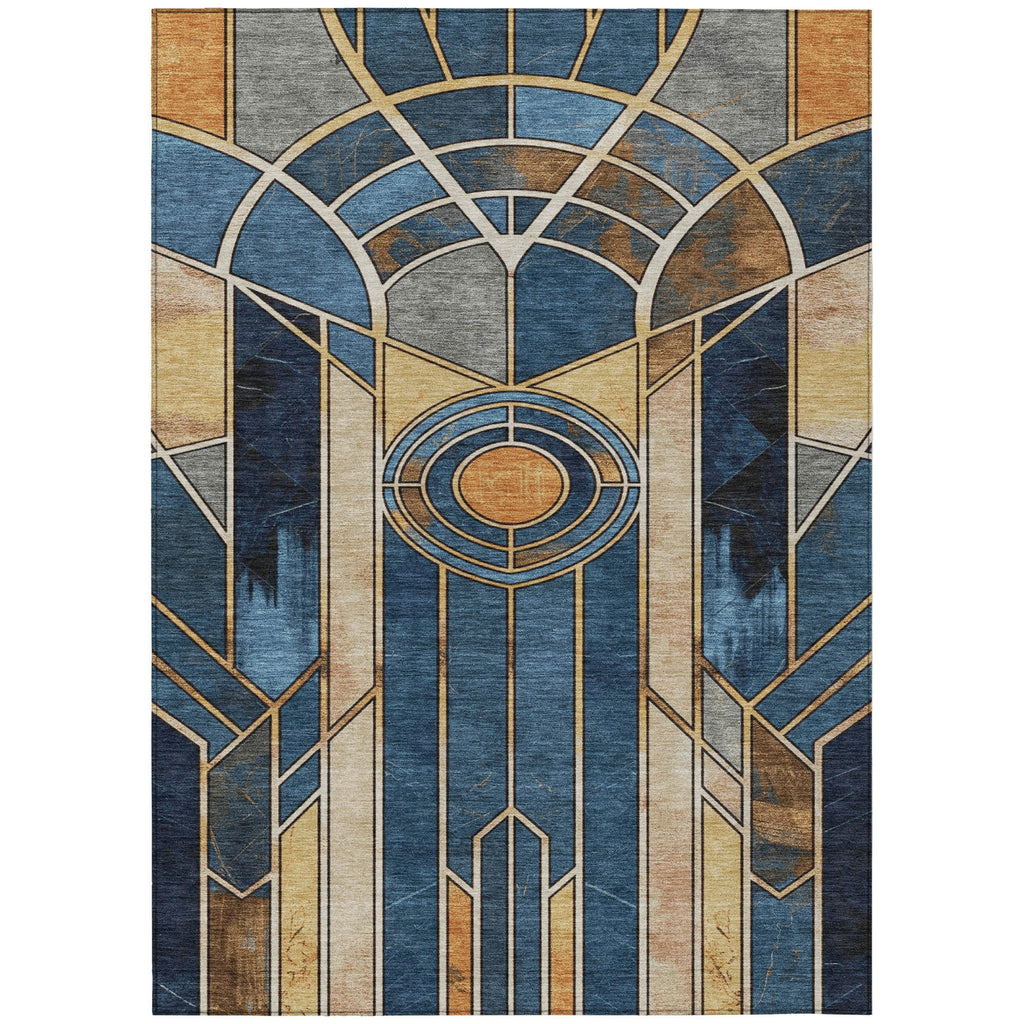 Piper Looms Chantille Geometric ACN2176 Blue Machine Washable Area Rug main image
