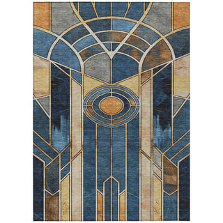 Piper Looms Chantille Geometric ACN2176 Blue Machine Washable Area Rug main image