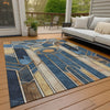 Piper Looms Chantille Geometric ACN2176 Blue Machine Washable Area Rug Outdoor Lifestyle Image Feature