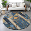 Piper Looms Chantille Geometric ACN2176 Blue Machine Washable Area Rug Round Lifestyle Image Feature