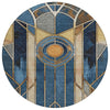 Piper Looms Chantille Geometric ACN2176 Blue Machine Washable Area Rug Round Main Image