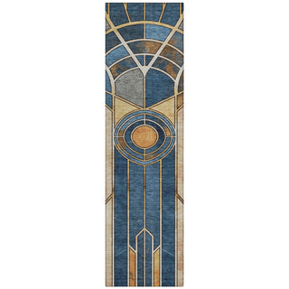Piper Looms Chantille Geometric ACN2176 Blue Machine Washable Area Rug Runner Main Image