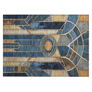 Piper Looms Chantille Geometric ACN2176 Blue Machine Washable Area Rug Scatter Main Image