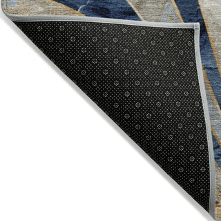 Piper Looms Chantille Geometric ACN2177 Navy Machine Washable Area Rug Backing Image