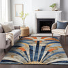Piper Looms Chantille Geometric ACN2177 Navy Machine Washable Area Rug Lifestyle Image Feature