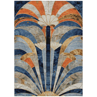 Piper Looms Chantille Geometric ACN2177 Navy Machine Washable Area Rug main image