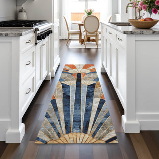 Piper Looms Chantille Geometric ACN2177 Navy Machine Washable Area Rug Runner Lifestyle Image Feature