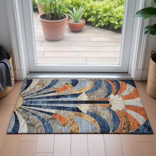 Piper Looms Chantille Geometric ACN2177 Navy Machine Washable Area Rug Scatter Lifestyle Image Feature