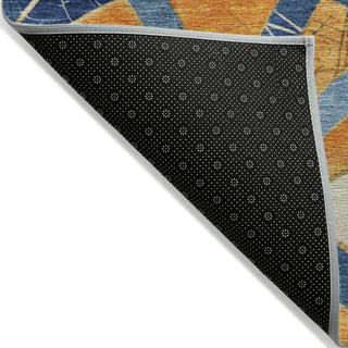 Piper Looms Chantille Geometric ACN2178 Blue Machine Washable Area Rug Backing Image