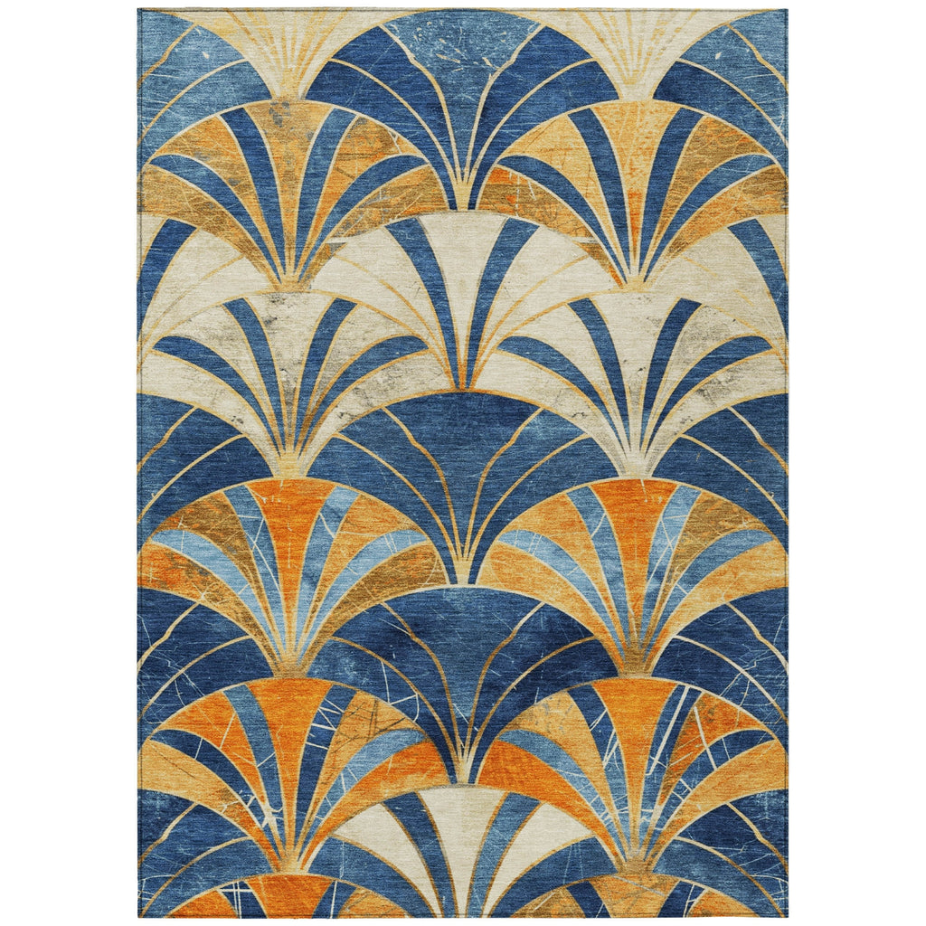 Piper Looms Chantille Geometric ACN2178 Blue Machine Washable Area Rug main image