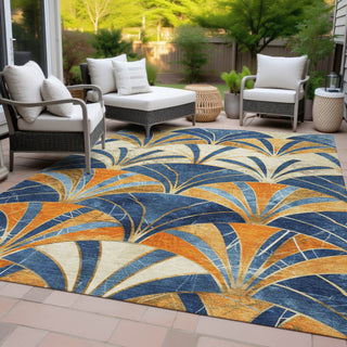 Piper Looms Chantille Geometric ACN2178 Blue Machine Washable Area Rug Outdoor Lifestyle Image Feature