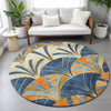 Piper Looms Chantille Geometric ACN2178 Blue Machine Washable Area Rug Round Lifestyle Image Feature