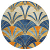 Piper Looms Chantille Geometric ACN2178 Blue Machine Washable Area Rug Round Main Image