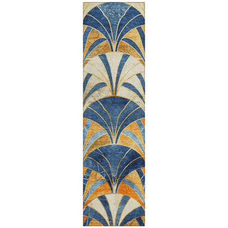 Piper Looms Chantille Geometric ACN2178 Blue Machine Washable Area Rug Runner Main Image