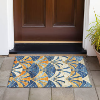 Piper Looms Chantille Geometric ACN2178 Blue Machine Washable Area Rug Scatter Outdoor Lifestyle Image Feature