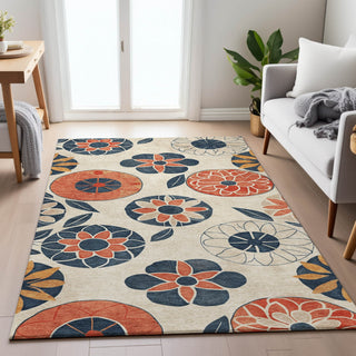 Piper Looms Chantille Floral ACN2179 Beige Machine Washable Area Rug Lifestyle Image Feature