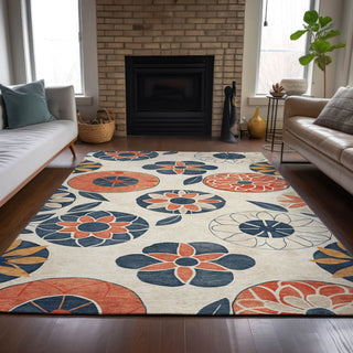 Piper Looms Chantille Floral ACN2179 Beige Machine Washable Area Rug Lifestyle Image Feature