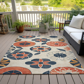 Piper Looms Chantille Floral ACN2179 Beige Machine Washable Area Rug Outdoor Lifestyle Image Feature
