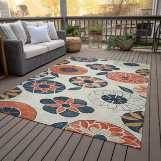 Piper Looms Chantille Floral ACN2179 Beige Machine Washable Area Rug Outdoor Lifestyle Image Feature