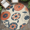 Piper Looms Chantille Floral ACN2179 Beige Machine Washable Area Rug Round Outdoor Lifestyle Image Feature