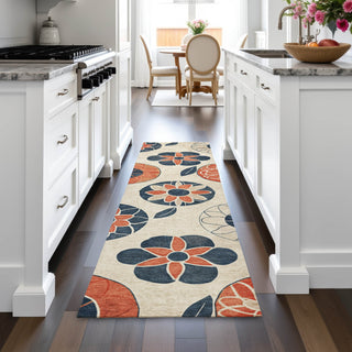 Piper Looms Chantille Floral ACN2179 Beige Machine Washable Area Rug Runner Lifestyle Image Feature