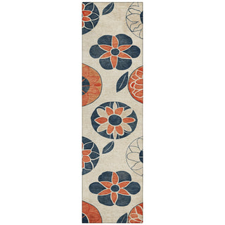 Piper Looms Chantille Floral ACN2179 Beige Machine Washable Area Rug Runner Main Image