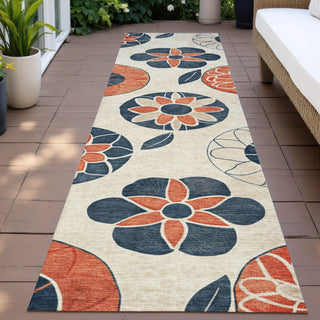 Piper Looms Chantille Floral ACN2179 Beige Machine Washable Area Rug Runner Outdoor Lifestyle Image Feature