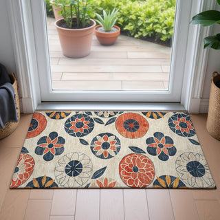 Piper Looms Chantille Floral ACN2179 Beige Machine Washable Area Rug Scatter Lifestyle Image Feature