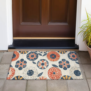 Piper Looms Chantille Floral ACN2179 Beige Machine Washable Area Rug Scatter Outdoor Lifestyle Image Feature