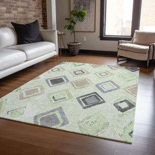 Piper Looms Chantille Geometric ACN2180 Aloe Machine Washable Area Rug Lifestyle Image Feature